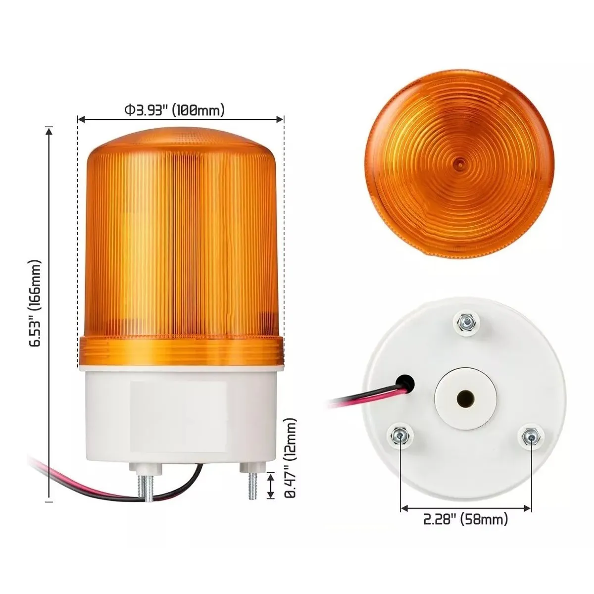 KUANGYE - Baliza Giratoria Led Con Sirena 220v Amarilla Porton Alarma