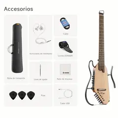 GENERICO - Guitarra Eléctrica de Viaje Donner® HUSH-IPRO Natural
