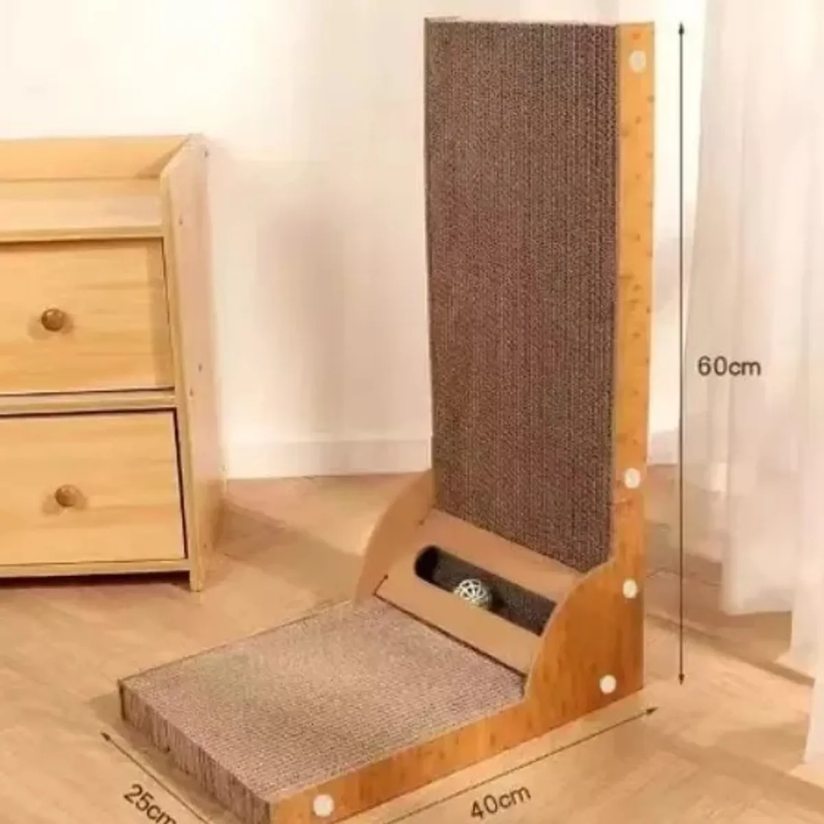 KUANGYE - Rascador De Gato En Forma De L Con Juguete De Gola 60×40×25