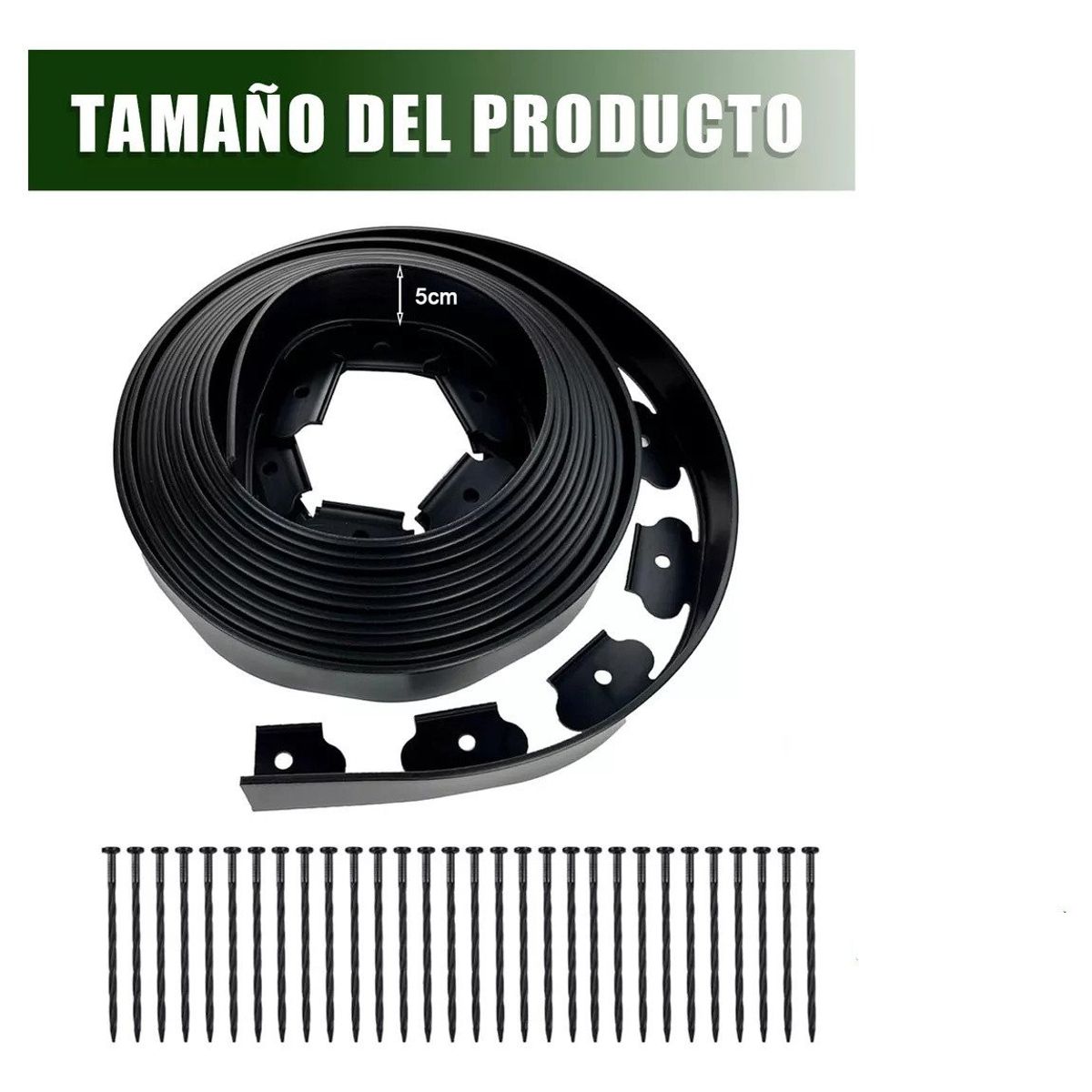 KUANGYE - Set borde plástico jardín 5cm×6m negro