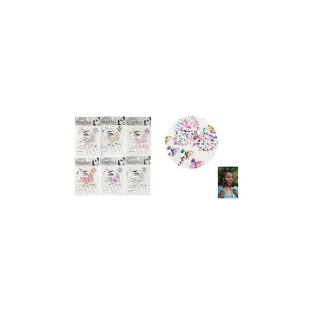 GENERICO - Pegatinas De Diamantes Para Rostro 12x19cm 1pcs