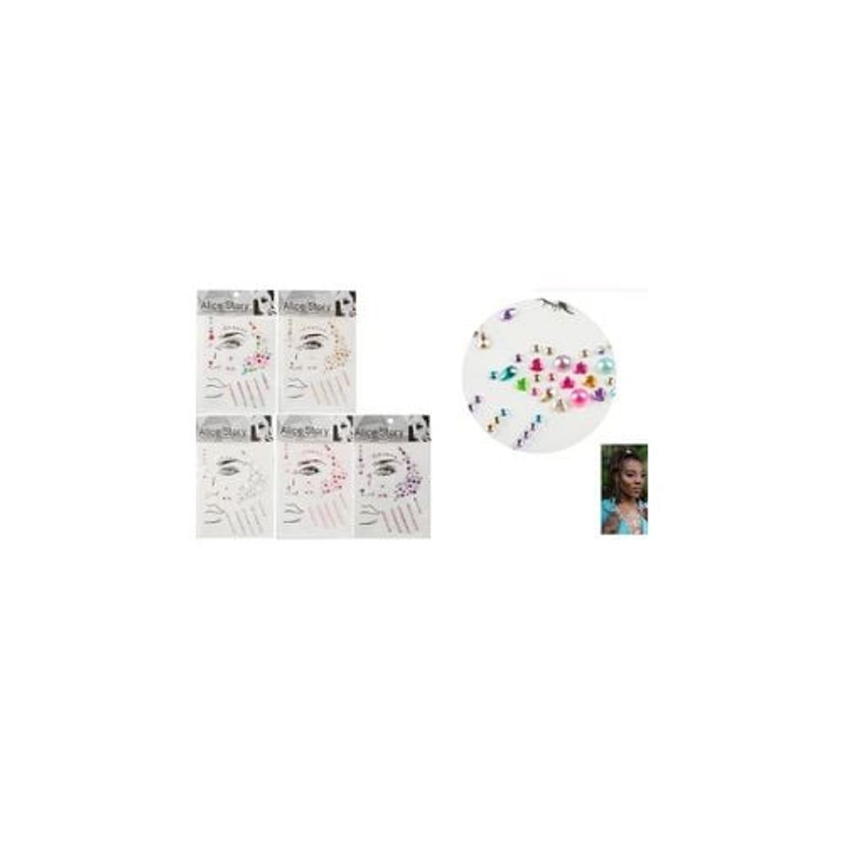 GENERICO - Pegatinas Diamantes y Perlas Para Rostro De 12x19cm 1pcs