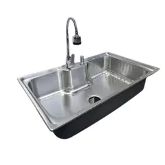 MODERN SPACE - Lavaplatos Riñon 80x50 Cm + Grifería + Rejilla + Dispensador