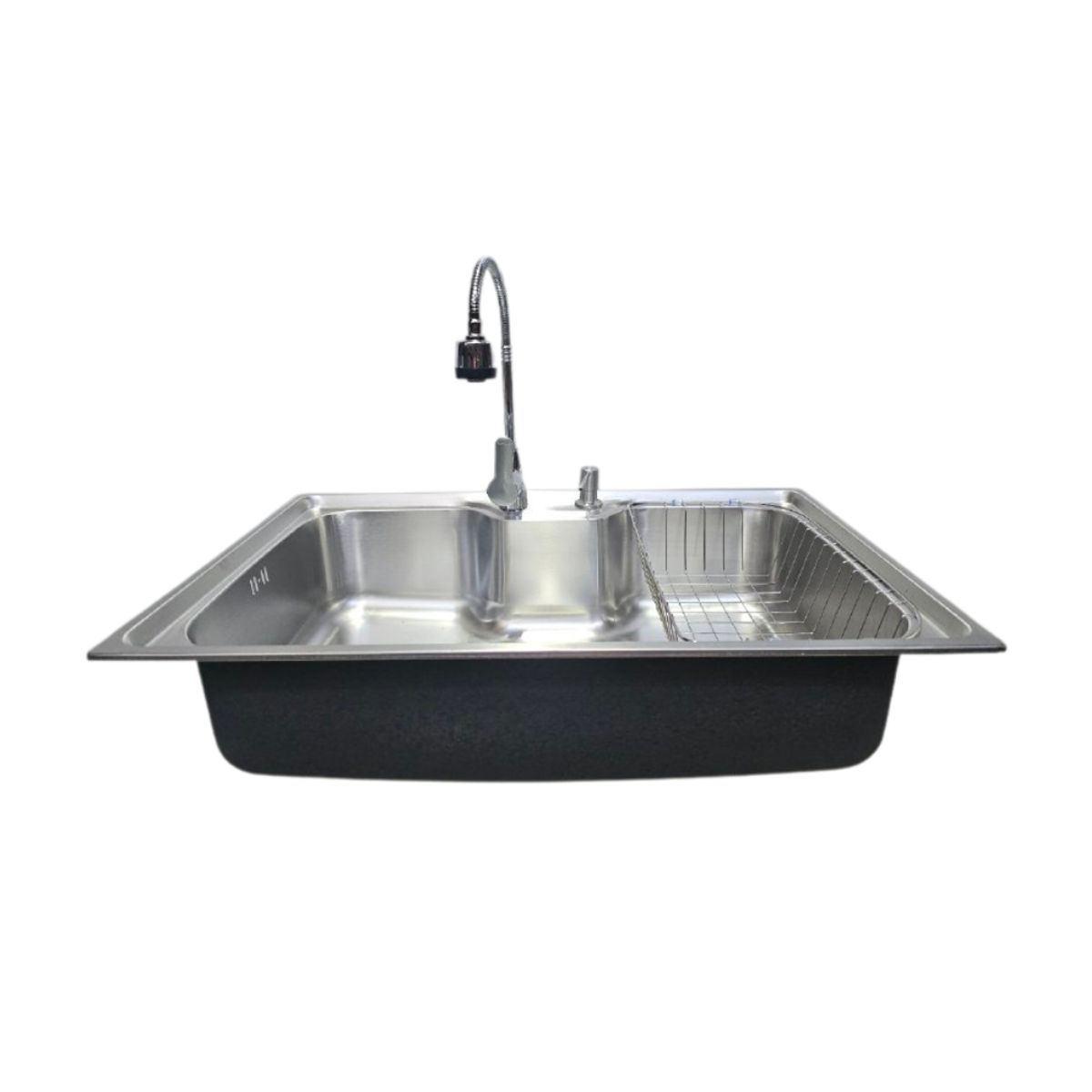 MODERN SPACE - Lavaplatos Riñon 80x50 Cm + Grifería + Rejilla + Dispensador