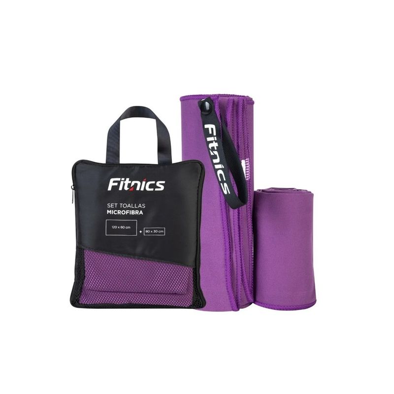 GENERICO - Toalla De Microfibra Set X2 Fitnics 120x60 80x30 Violeta