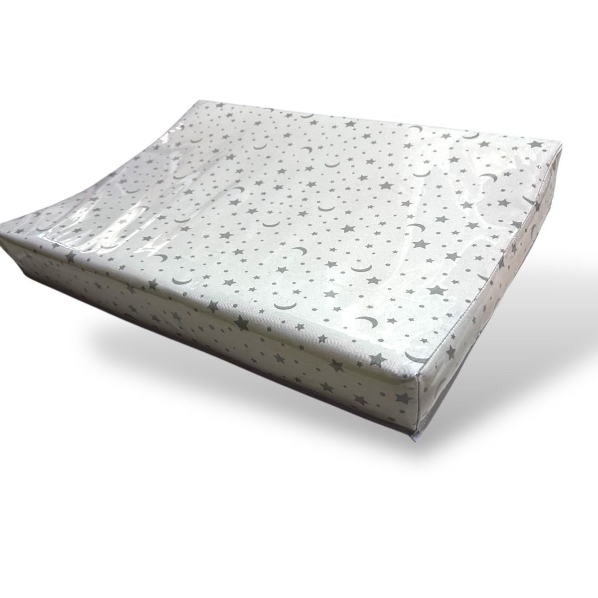 ALTO EN SUEÑOS - Mudador Anatómico Blanco Perla lunas y estrellas Gris