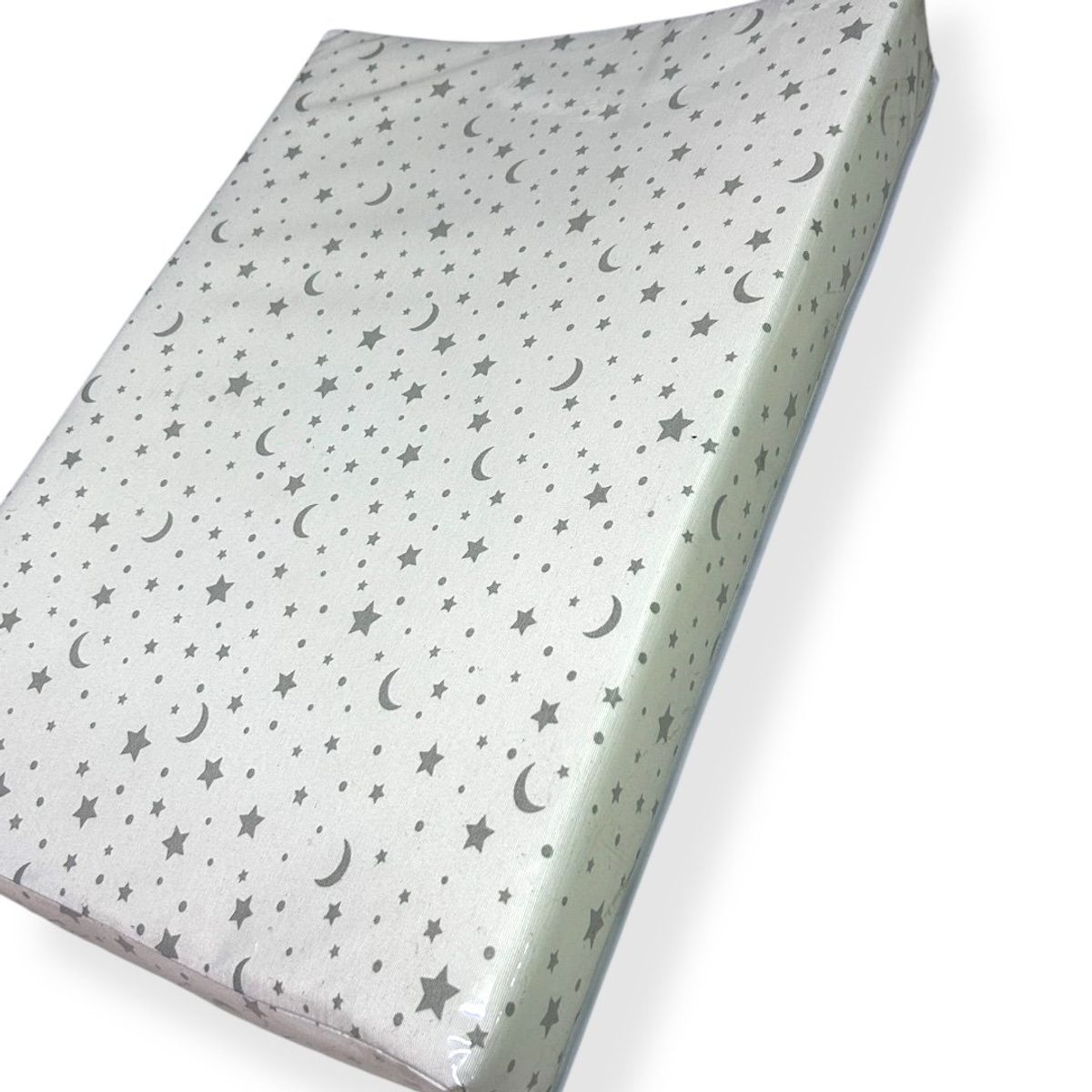 ALTO EN SUEÑOS - Mudador Anatómico Blanco Perla lunas y estrellas Gris