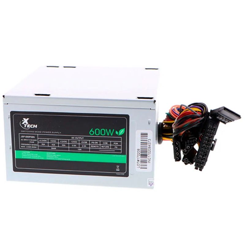 XTECH - Fuente de Poder Xtech 600W 2Sata ATX 20+4 pin