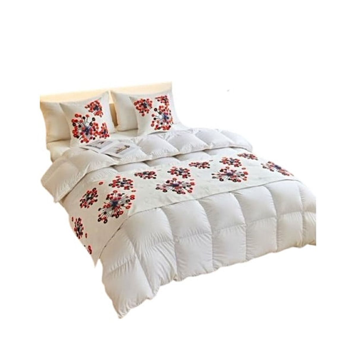 GENERICO - JUEGO DE PIECERA DE CAMA CON 2 FUNDAS MODELO BORDAD T01