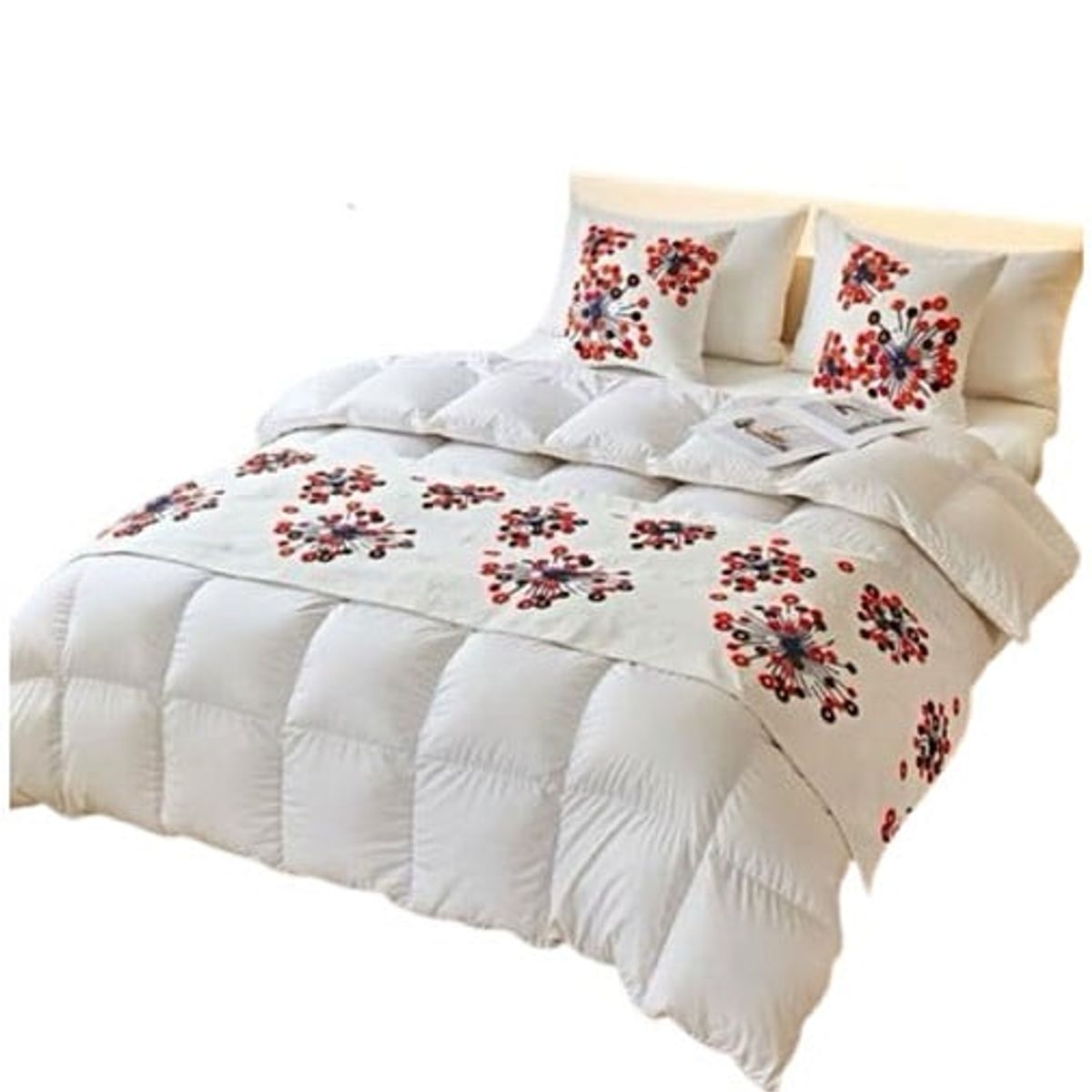 GENERICO - JUEGO DE PIECERA DE CAMA CON 2 FUNDAS MODELO BORDAD T01