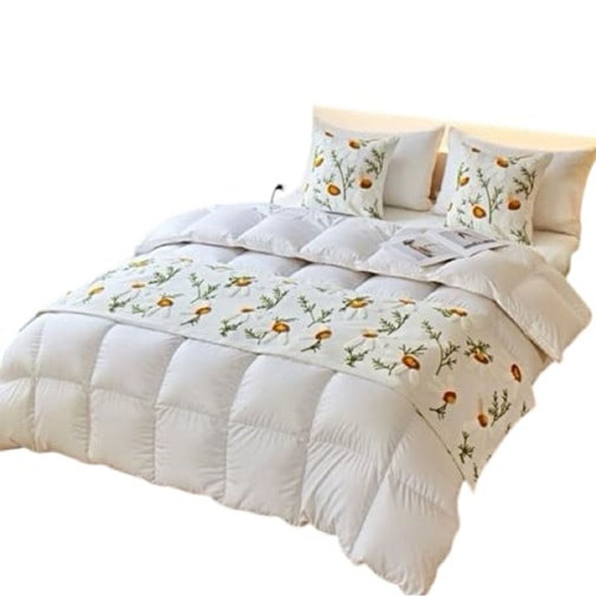 GENERICO - JUEGO DE PIECERA DE CAMA CON 2 FUNDAS MODELO BORDAD T03