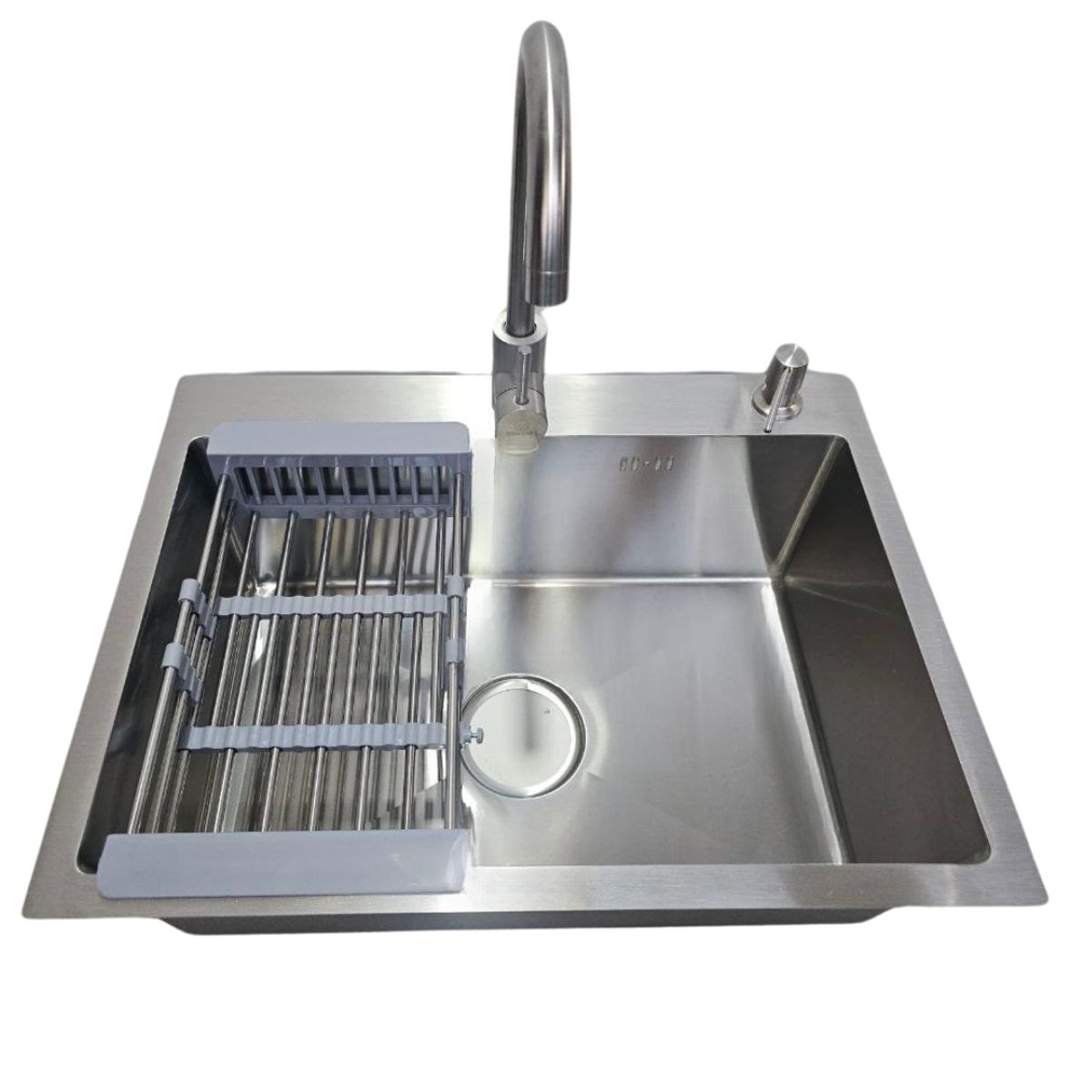 MODERN SPACE - Lavaplatos 60x45 Cm Plateado Rejilla +dispensador + Grifería