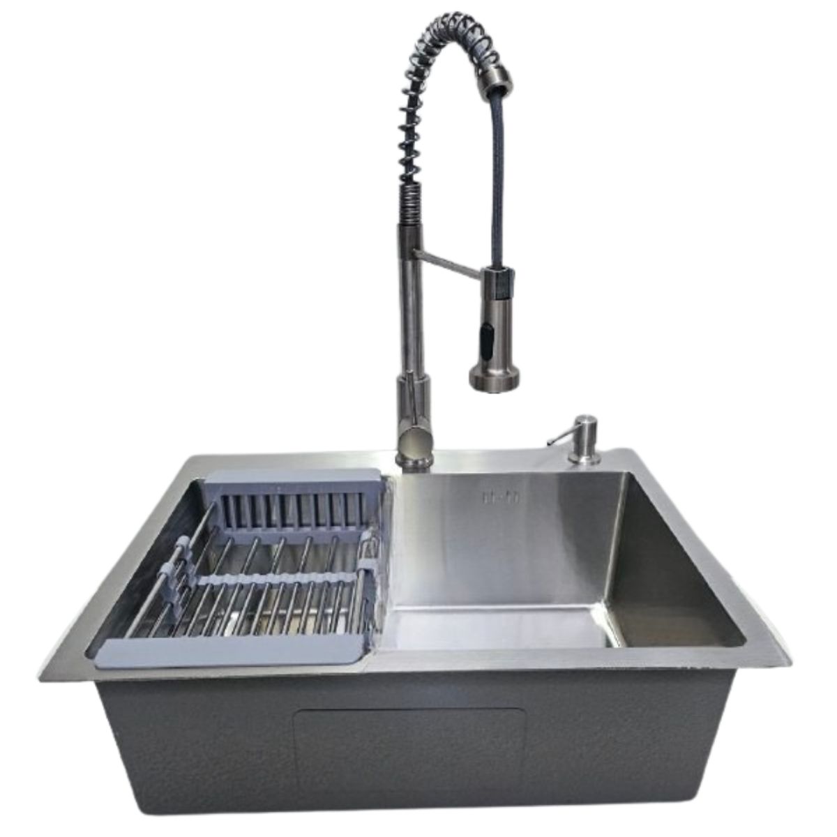 MODERN SPACE - Lavaplatos 60x45 Cm Plateado Rejilla + Dispensador + Llave