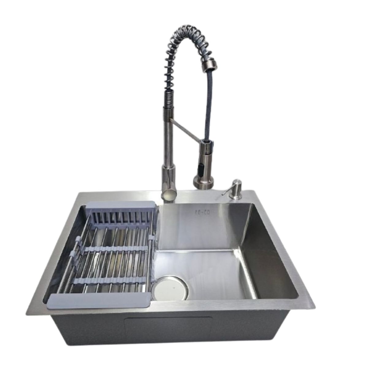 MODERN SPACE - Lavaplatos 60x45 Cm Plateado Rejilla + Dispensador + Llave