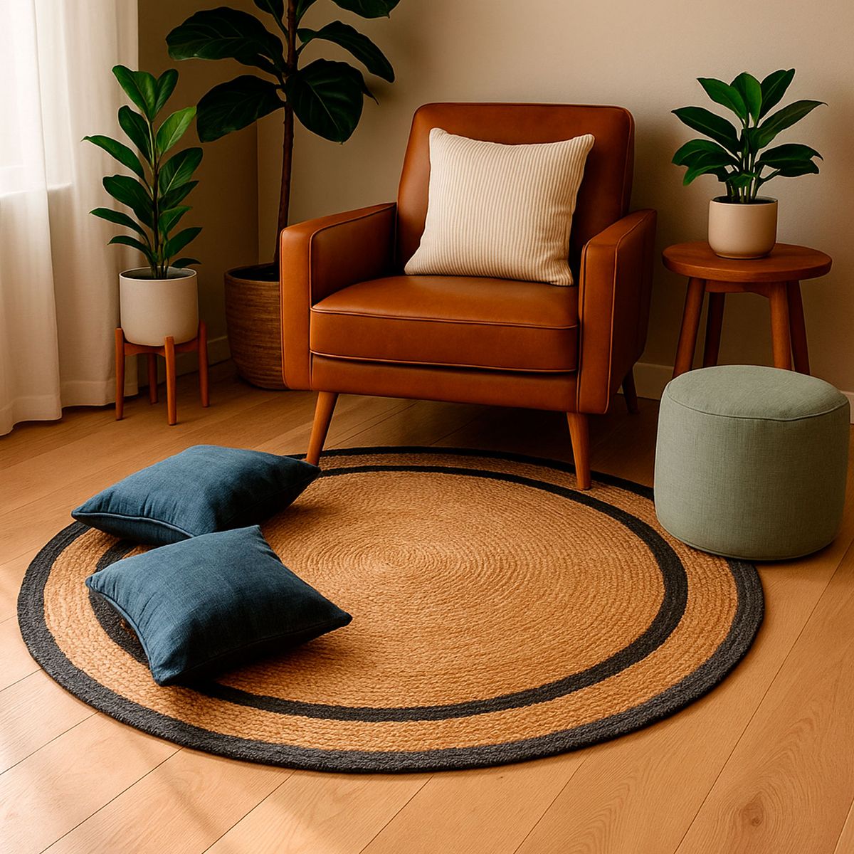 BAZHARS - ALFOMBRA REDONDA BAZHARS YUTE 200X200 CM NAV BK 735