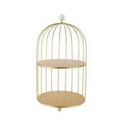 GENERICO - Jaula Bandeja Dorada De Decoracion Metalica Multiuso