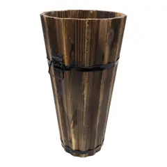 GENERICO - Macetero De Madera Tipo Barril Largo Bajo Jardin Terraza M