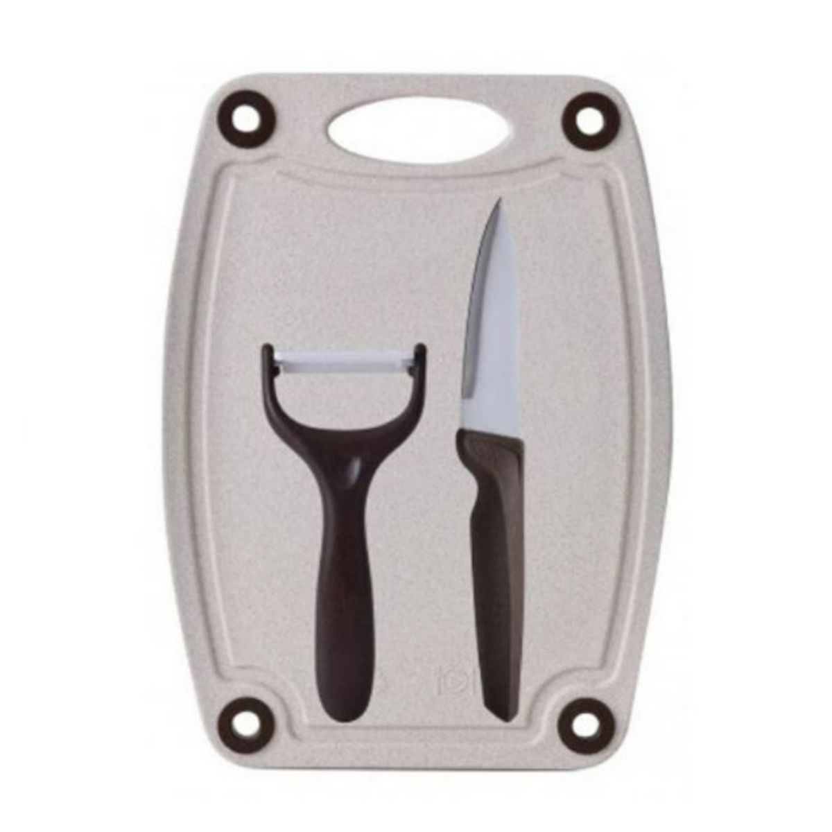 GENERICO - SET 3 PIEZAS COCINA CUCHILLO PELADOR TABLA