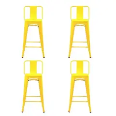 TODODESCUENTO - Pack 4 Pisos Taburetes Tolix 66 Cm- Amarillo