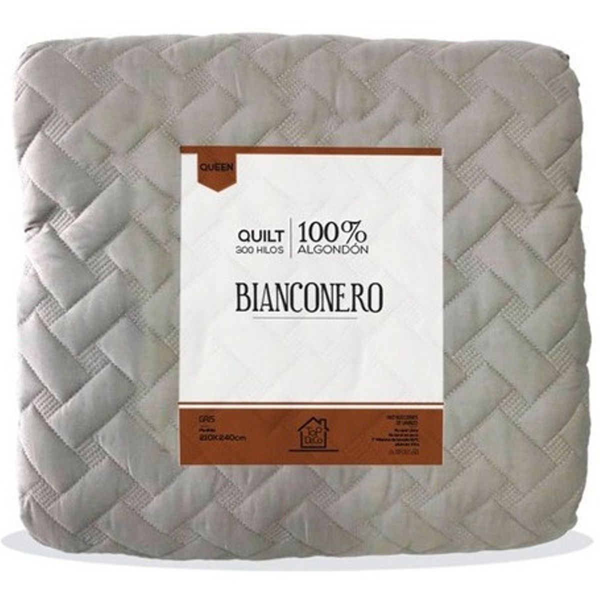 GENERICO - Quilt Gris 2 Plazas 100% Algodon