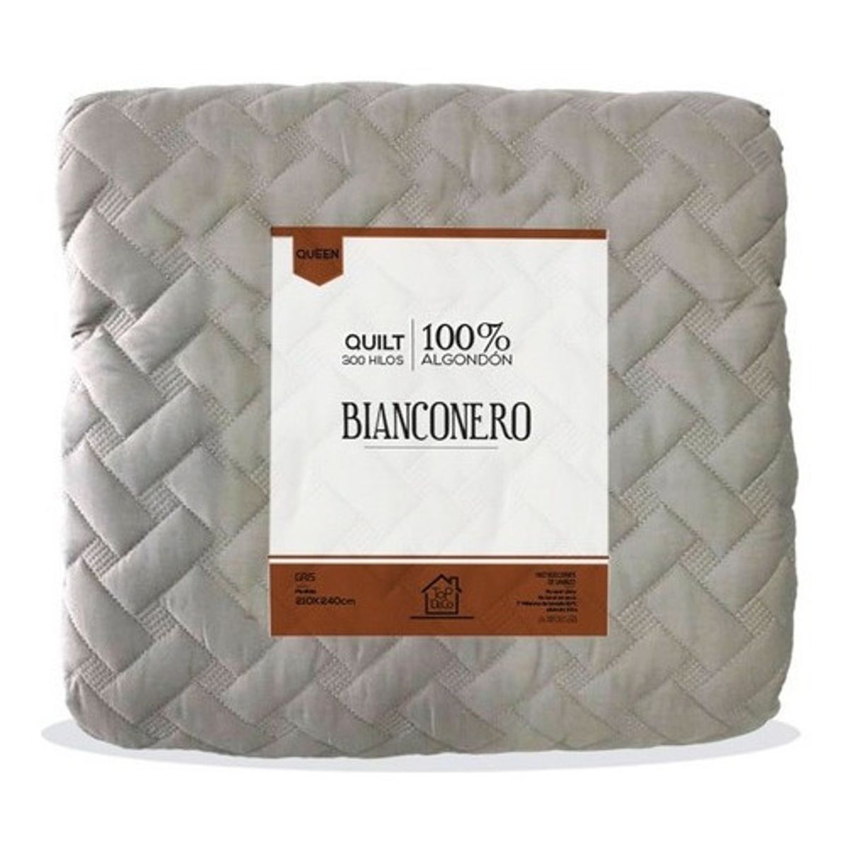 GENERICO - Quilt Gris 2 Plazas 100% Algodon