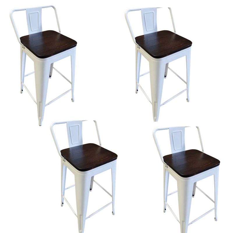 TODODESCUENTO - Pack 4 Pisos Taburetes Tolix 66 Cm Base Madera Oscura- Blanco