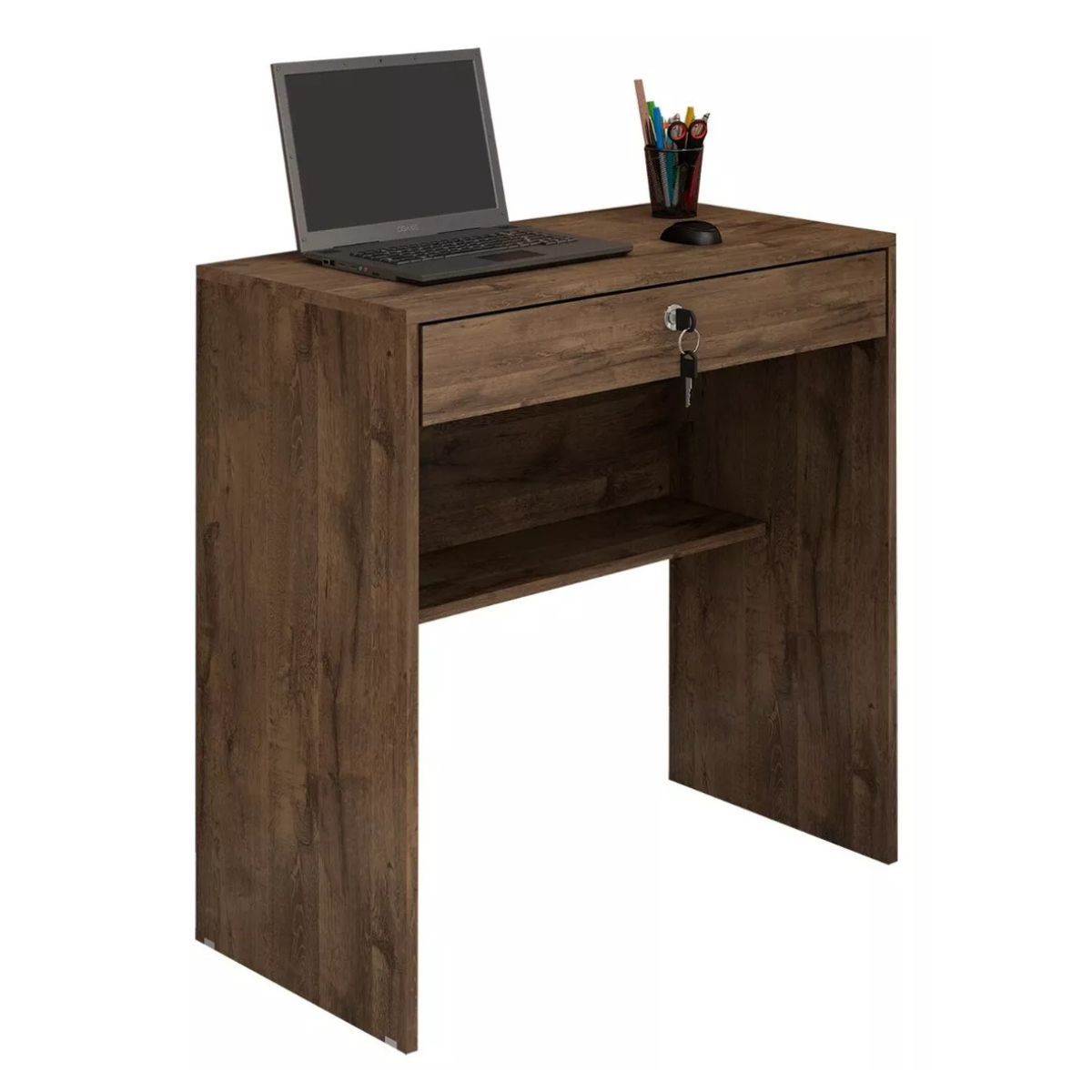 TODODESCUENTO - Escritorio Slim 1 Cajon, Home Office, Dormitorio- Café