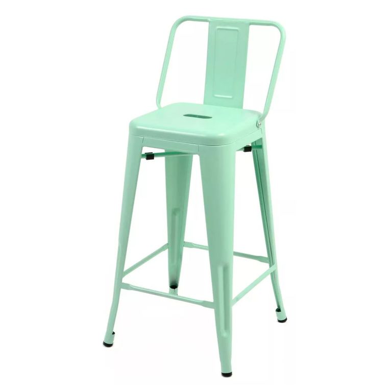 Pack 4 Pisos Taburetes Tolix, 77 Cm Respaldo Bajo- Menta Turquesa