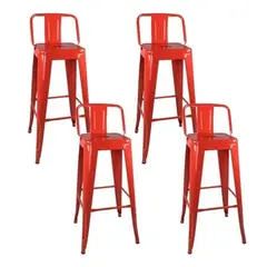 TODODESCUENTO - Pack 4 Pisos Taburetes Tolix 66 Cm- Rojo