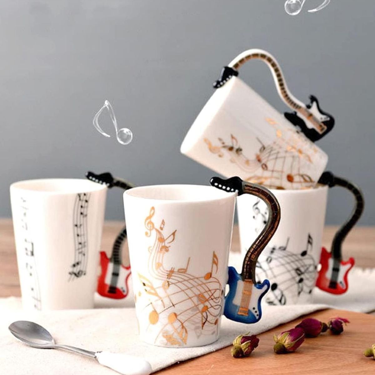 GENERICO - Set de 2 Tazas De Té Caffee 3D Musical Guitarra Premium