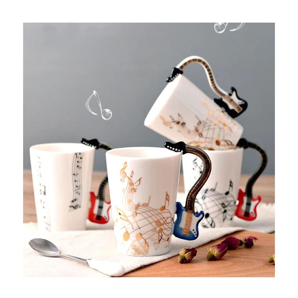 GENERICO - Set de 2 Tazas De Té Caffee 3D Musical Guitarra Premium