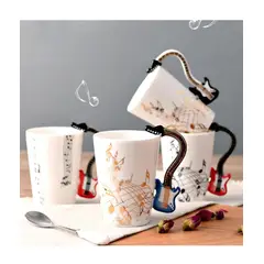 GENERICO - Set de 2 Tazas De Té Caffee 3D Musical Guitarra Premium