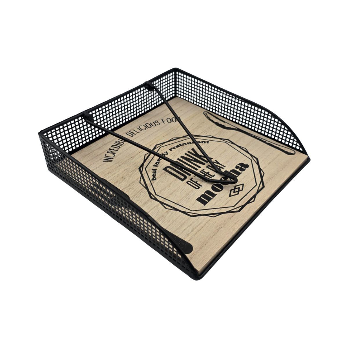GENERICO - Servilletero Porta Servilletas Metal y Madera Diseño Bistro