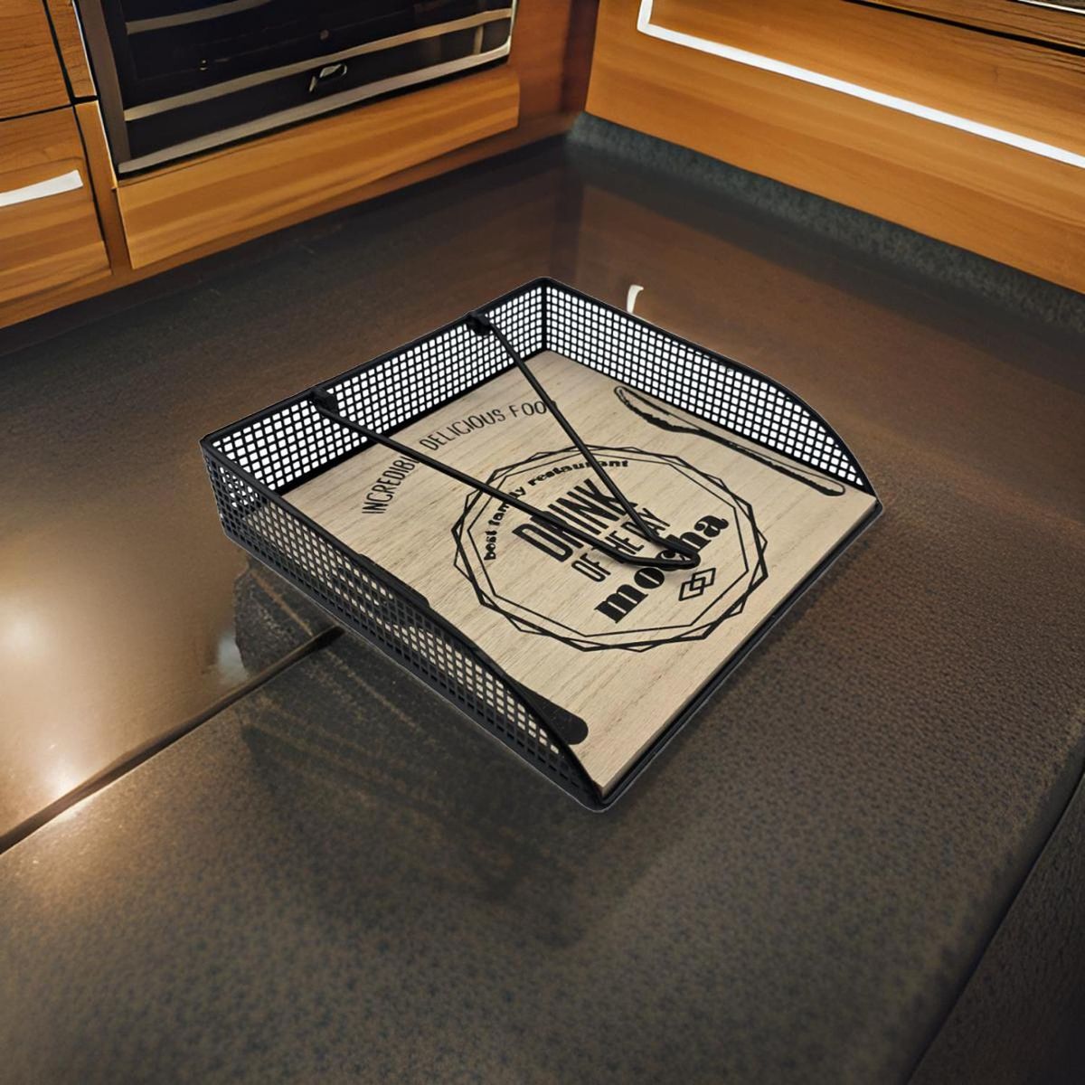 GENERICO - Servilletero Porta Servilletas Metal y Madera Diseño Bistro