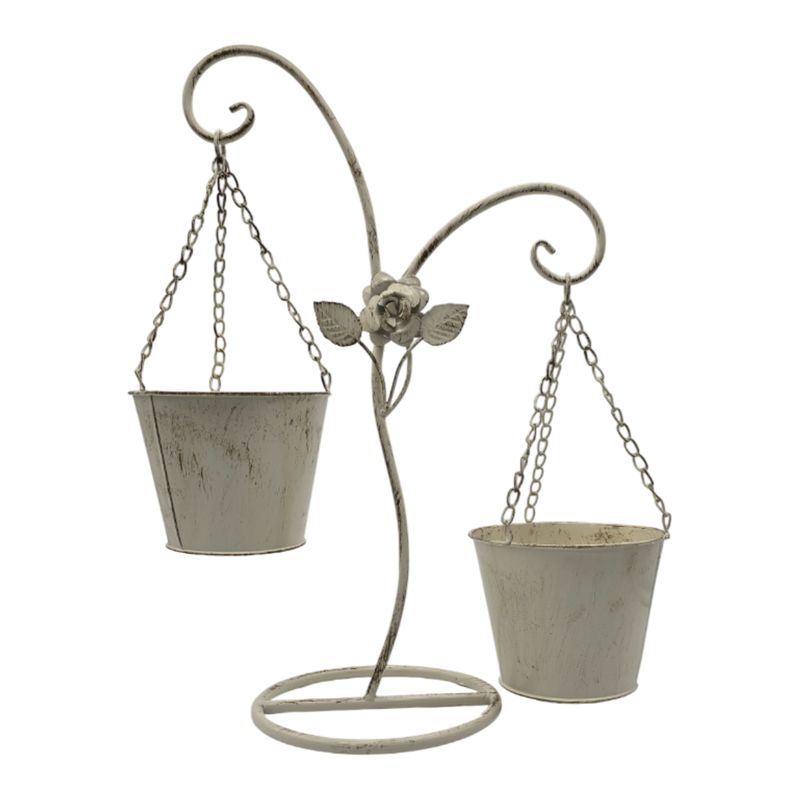 GENERICO - Porta Macetero Pedestal Colgante Beige Vintage Maceta Planta