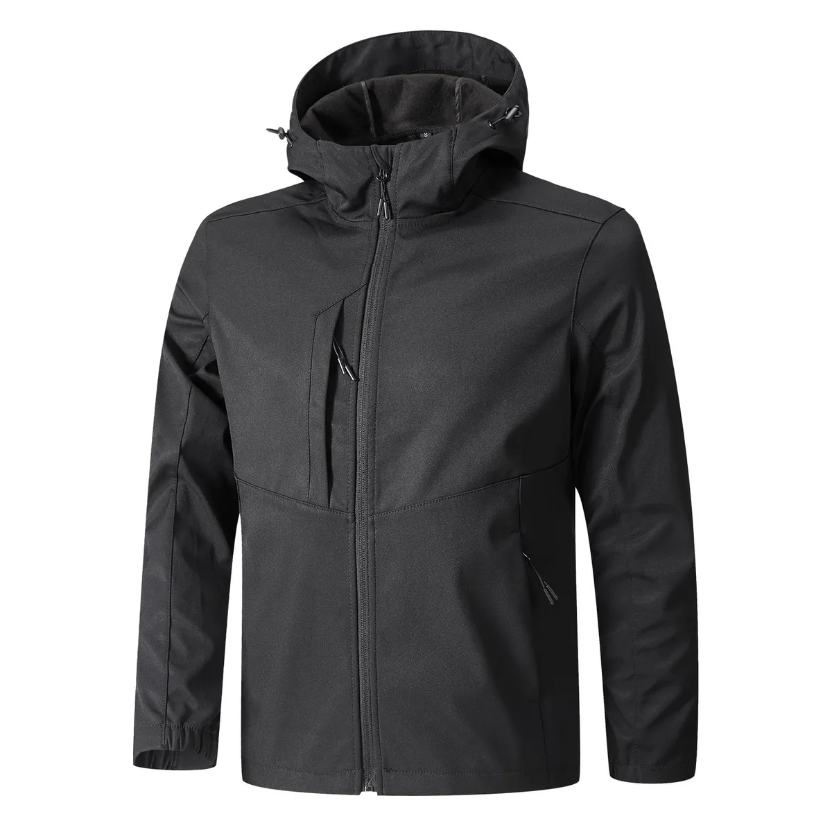 ANDESLAND OUTDOOR APPAREL - Chaqueta Softshell con Gorro Chilote Negro Hombre.-