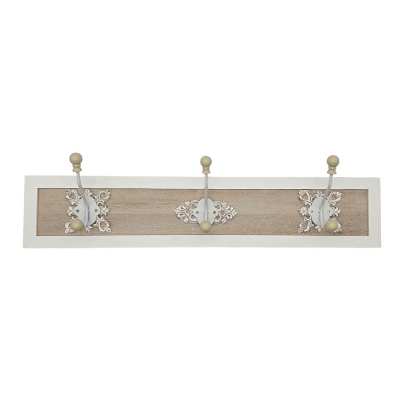 GENERICO - Perchero De Pared Colgador Vintage 3 Ganchos Dobles Blanco