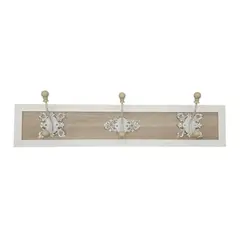 GENERICO - Perchero De Pared Colgador Vintage 3 Ganchos Dobles Blanco