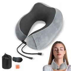 ZSPK - Almohada Gris De Viaje Para Cuello en Forma de U con Memoria