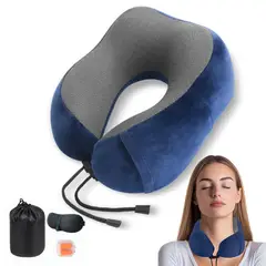 ZSPK - Almohada Azul Marino De Viaje Para Cuello en Forma de U con Memoria