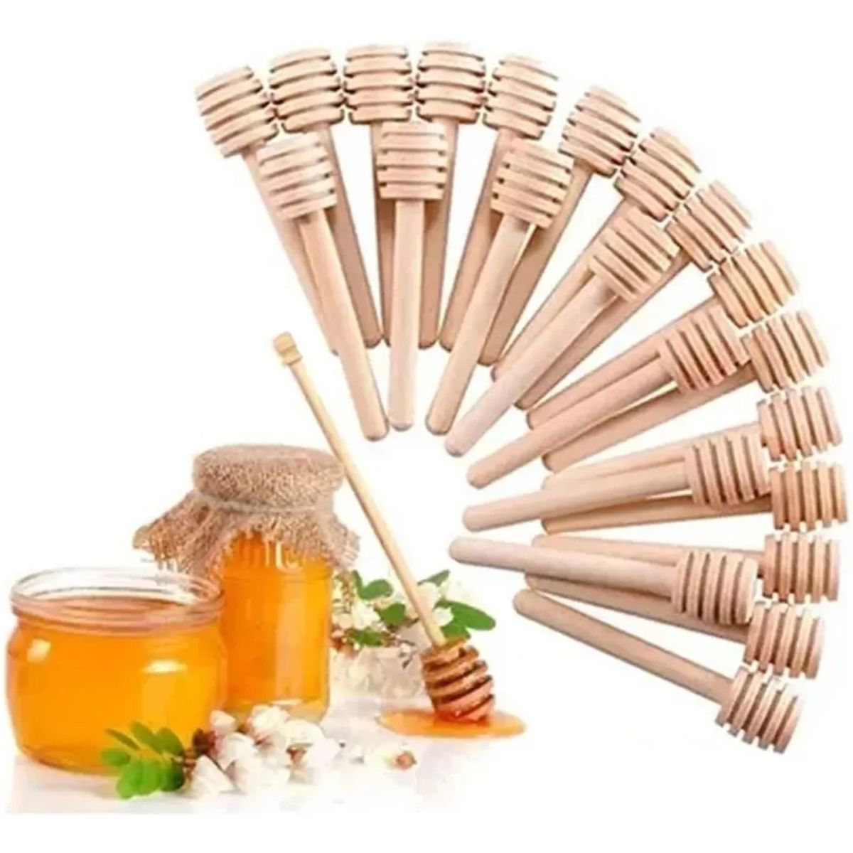 MUNDO MAGIA - Set 30 Cucharas Madera Para Miel Agitador Bambú Abeja