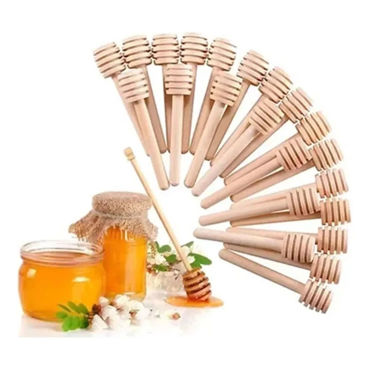 MUNDO MAGIA - Set 30 Cucharas Madera Para Miel Agitador Bambú Abeja