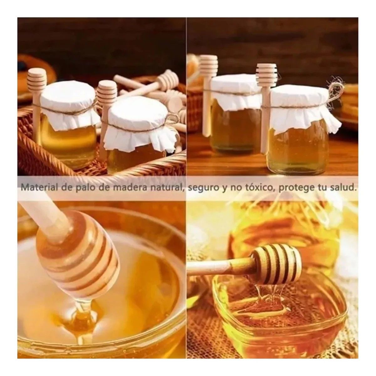 MUNDO MAGIA - Set 30 Cucharas Madera Para Miel Agitador Bambú Abeja