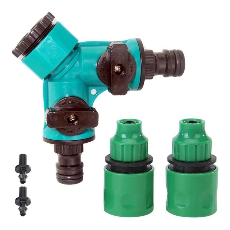 GENERICO - Divisor de Manguera ABS con 2 Conectores para Riego Goteo