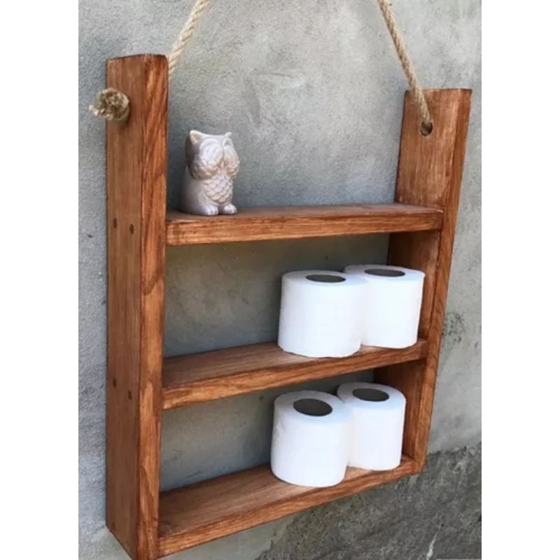 GENERICO - Repisa Moderna Baño Cocina Estilo Rústico Madera