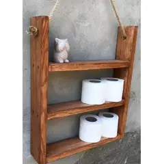 GENERICO - Repisa Moderna Baño Cocina Estilo Rústico Madera