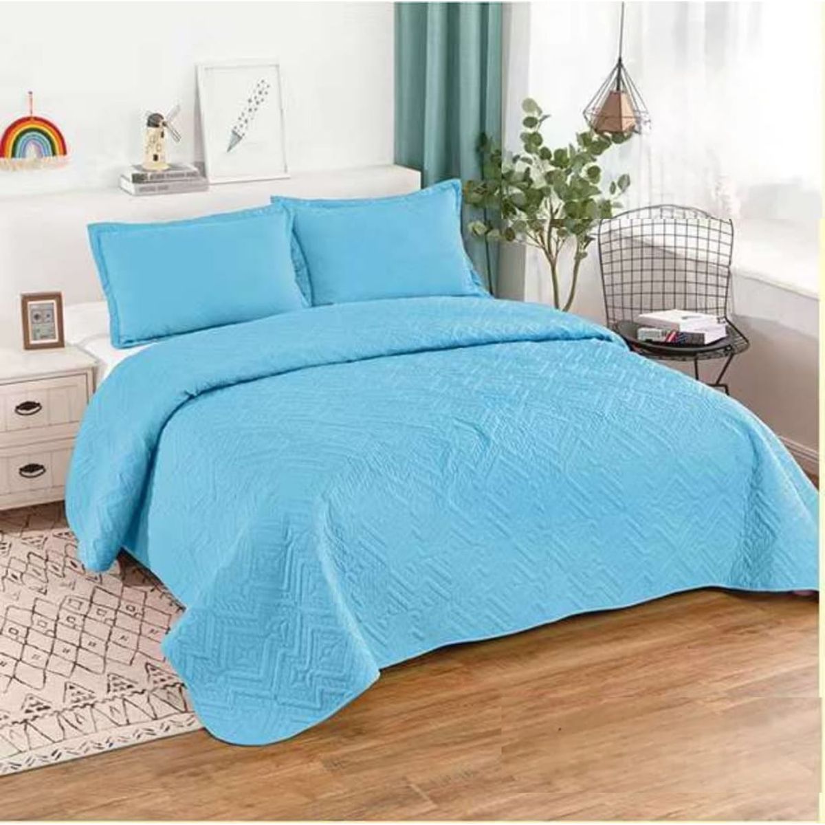 GENERICO - CUBRECAMA QUILT DE VERANO DE COLOR LISO CALIPSO KING