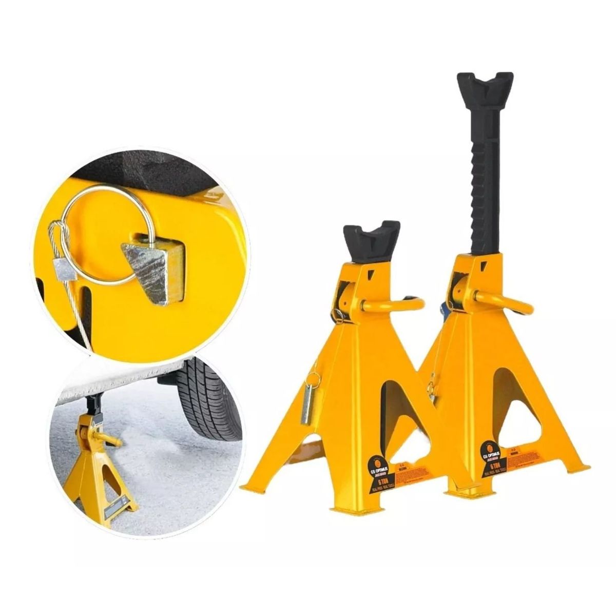 GENERICO - Banquillo Para Autos Caballete 6 Ton Con Seguro Gs Optimus