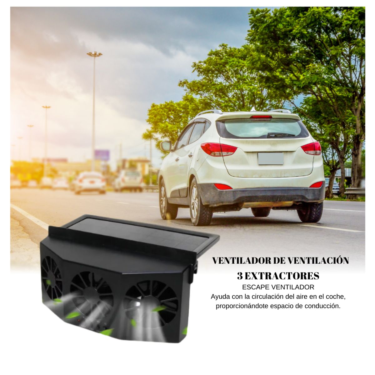 GENERICO - Ventilador Ventilación De Coche 3 Extratores Solar Portátil