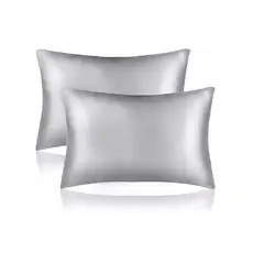 GENERICO - Funda Almohada Satin Saten Tipo Seda Set X2 Unids 51×102 Cm Gris